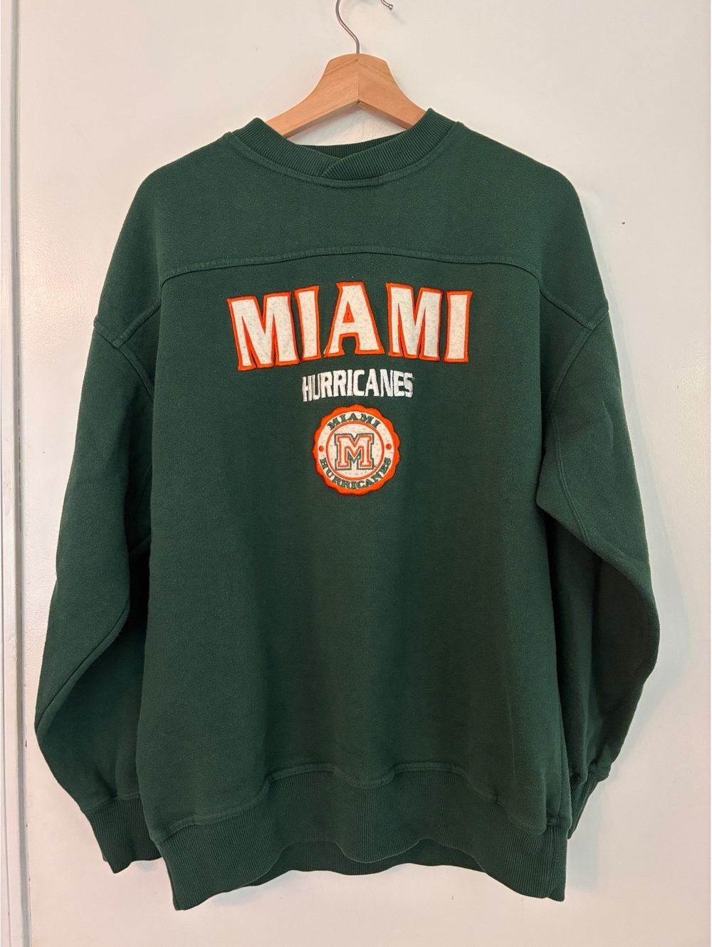 Vintage Miami Hurricanes Crable Sportswear Green Crewneck Sweatshirt Large